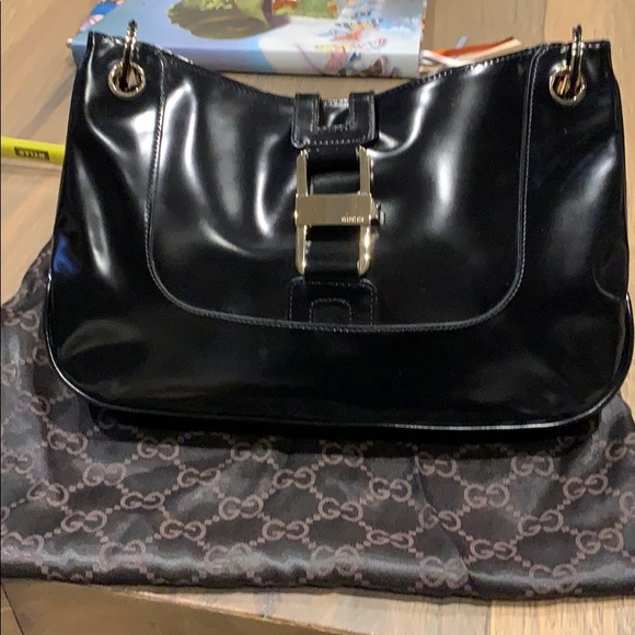 Gucci Handbags - Vintage Gucci Black Leather Hobo Bag